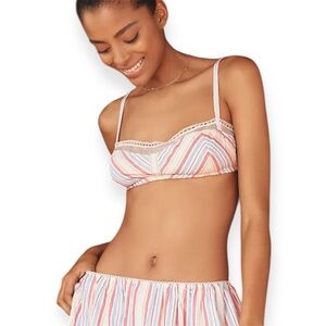 Striped Anthropologie Lace-Trim Cotton Shelf Bralette